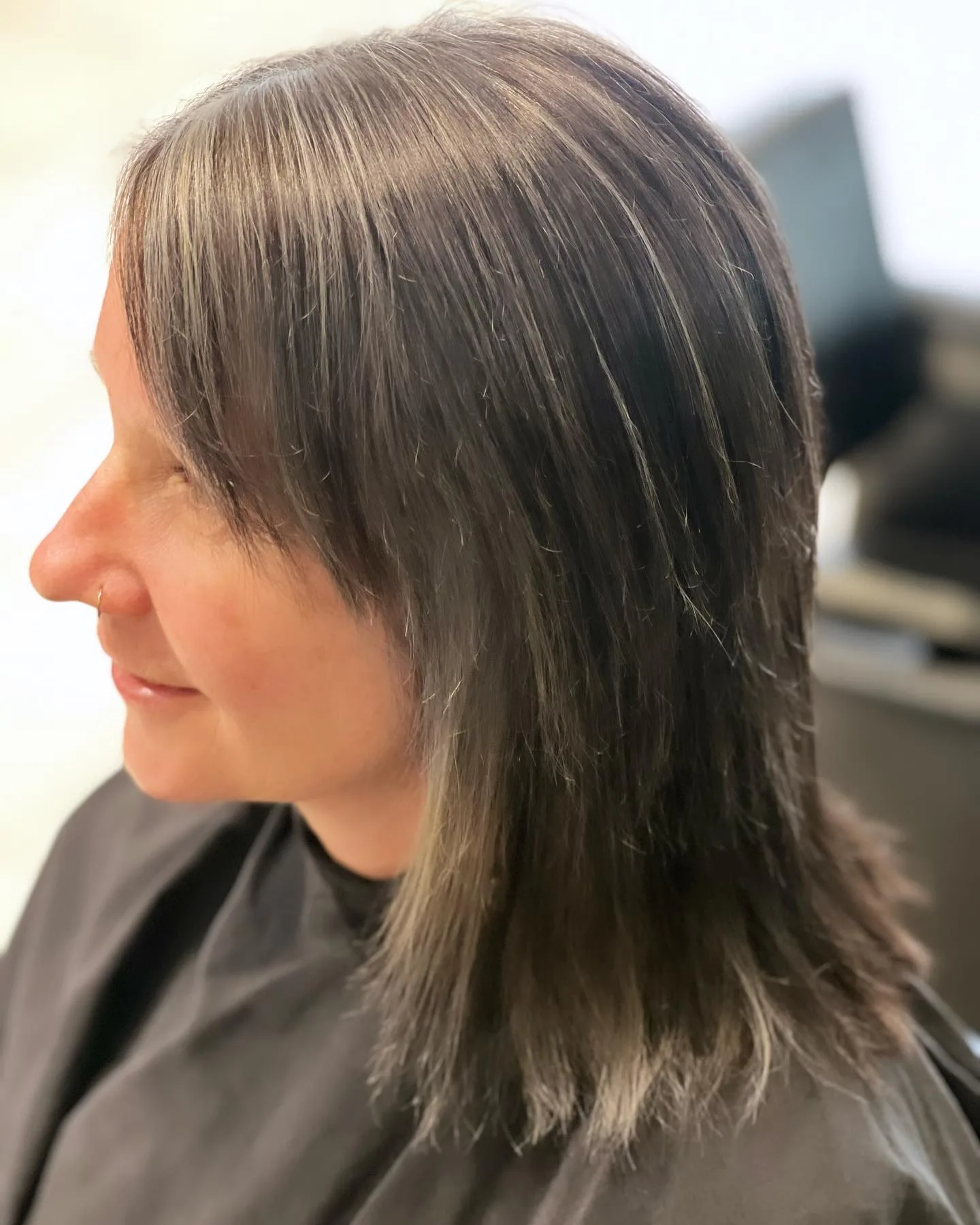 Finished silver-blended colour result on a client at Raw Edge Northcote
